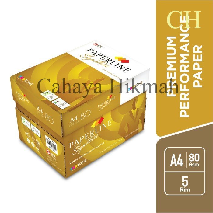 

Paperline Signature Kertas Print & Fotocopy 80 GSM A4 - 1 Boks = 5 Rim berkualitas