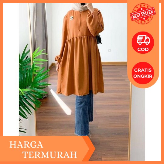 Winody Tunik Import Ladies 2 Premium | Tunik Katun Polo Linen Import Korea | Tunik Kekinian Viral Tr