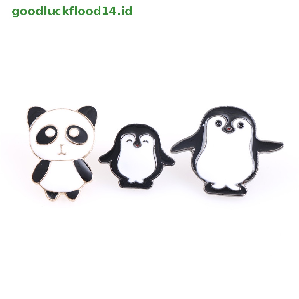 [GOOGFOUR] 1pc Kartun Lucu Enamel Pin Pinguin Panda Hewan Jaket Bros Lencana [Atasan]