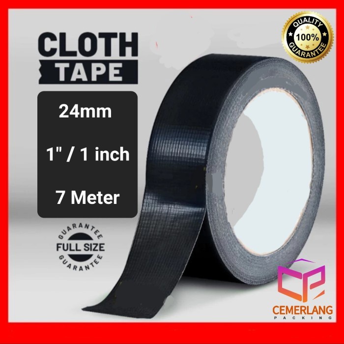 

Lakban Isolasi Kain Jilid Linen Cloth Tape 1 inch 1" 24mm x 7m Hitam