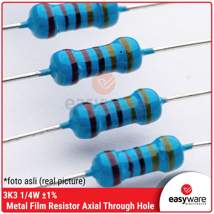 Resistor 3K3 Ohm 1/4W 1% Metal Film Resistor 3.3K Axial 0.25 Watt