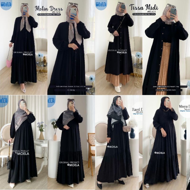 Katalog Dress Serba Hitam Premium Catton Rayon Original Moela Berlabel