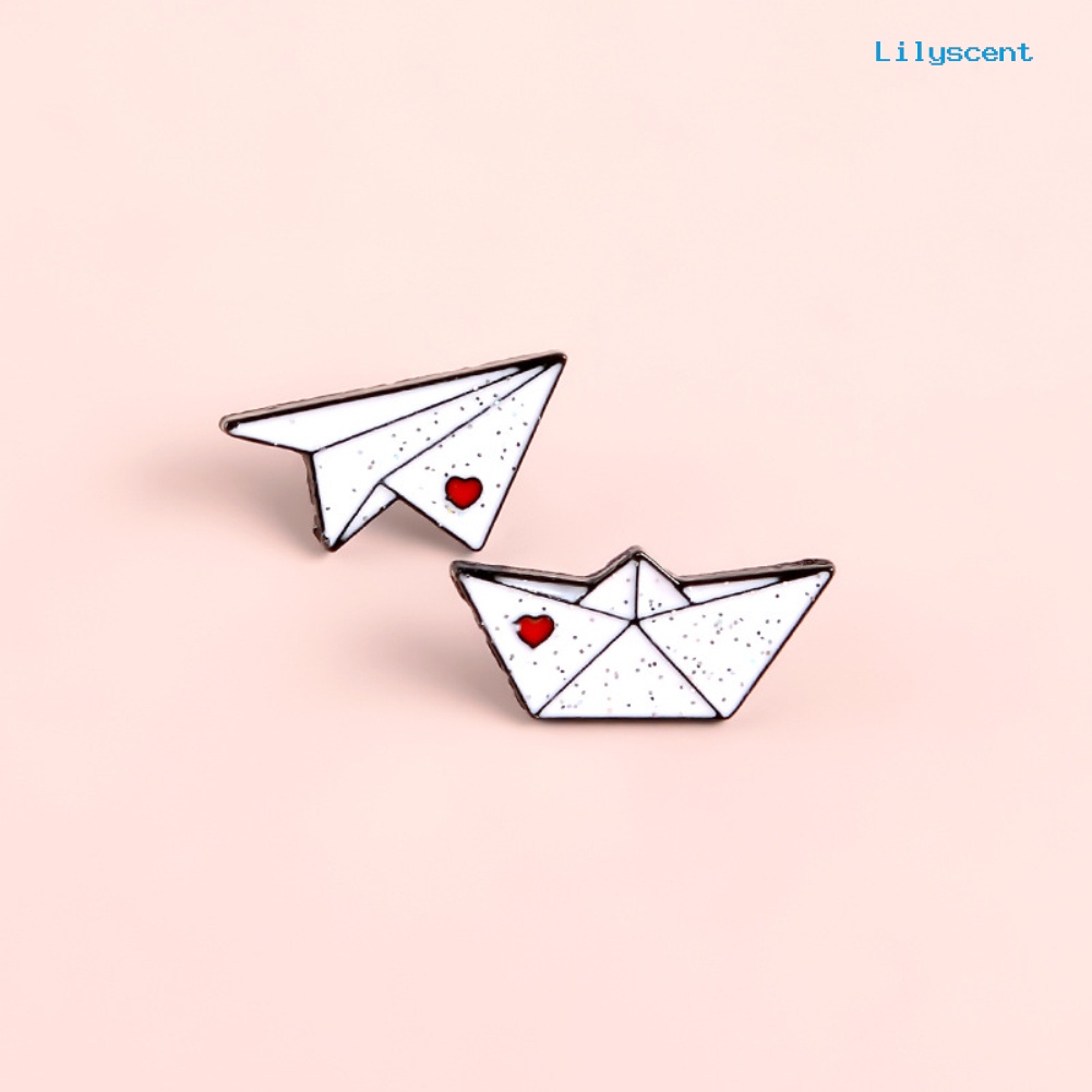 [LS] Unisex Origami Pesawat Perahu Enamel Bros Pin Jaket Tas Lencana Teman Hadiah