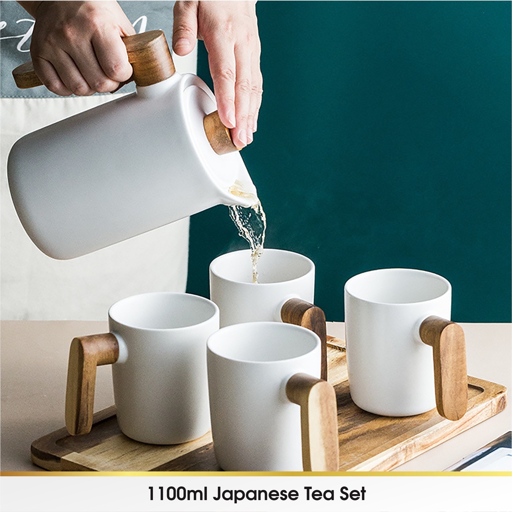 Japanese Chinese Cangkir Teko Keramik Piring Lepek Tatakan Kecil Mini Set 5 in 1 Teh Tea Cup Kopi Minum Dapur Hampers Hadiah Gift Box Kado Ulang Tahun