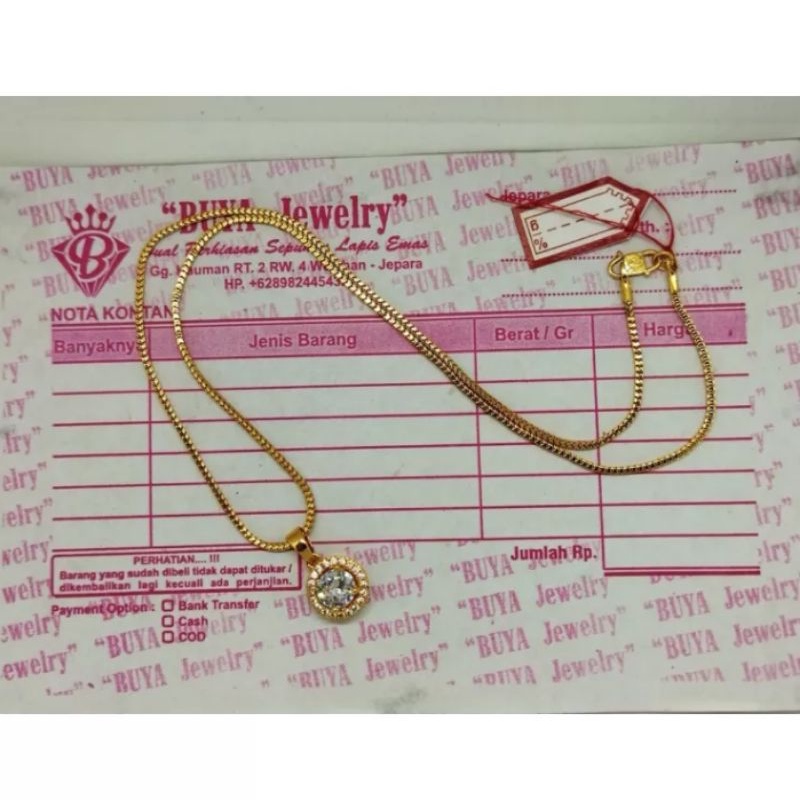 kalung emas 24k free surat p45  kadar 17,7 emas muda ( k itali liontin mata 1 )