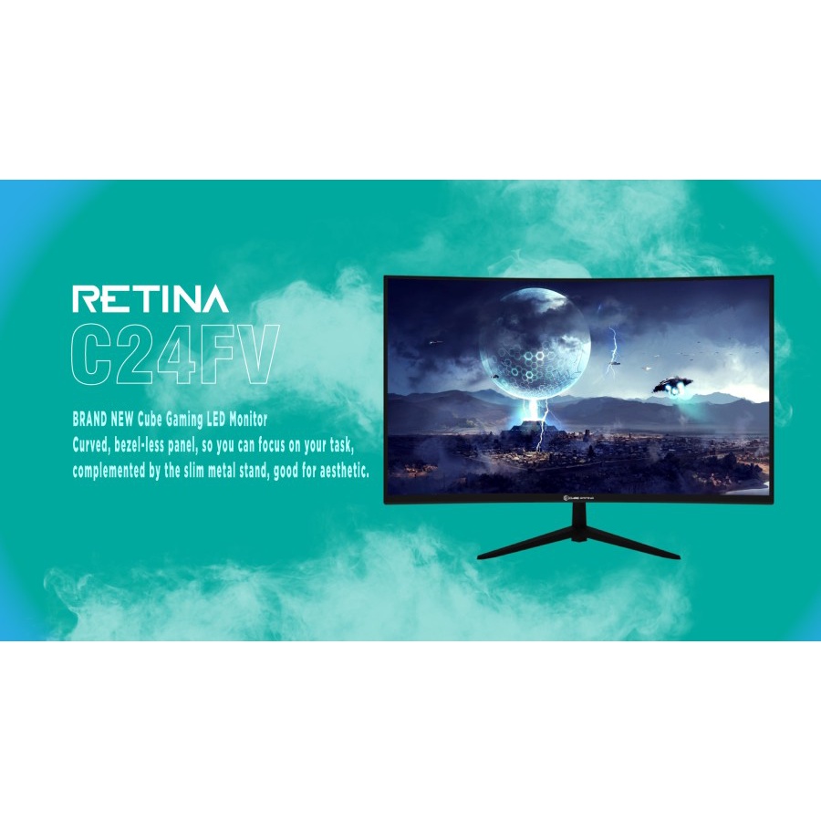 Monitor CUBE GAMING RETINA 23.8&quot; C24FV FHD Frameless 75Hz Curved - 5ms