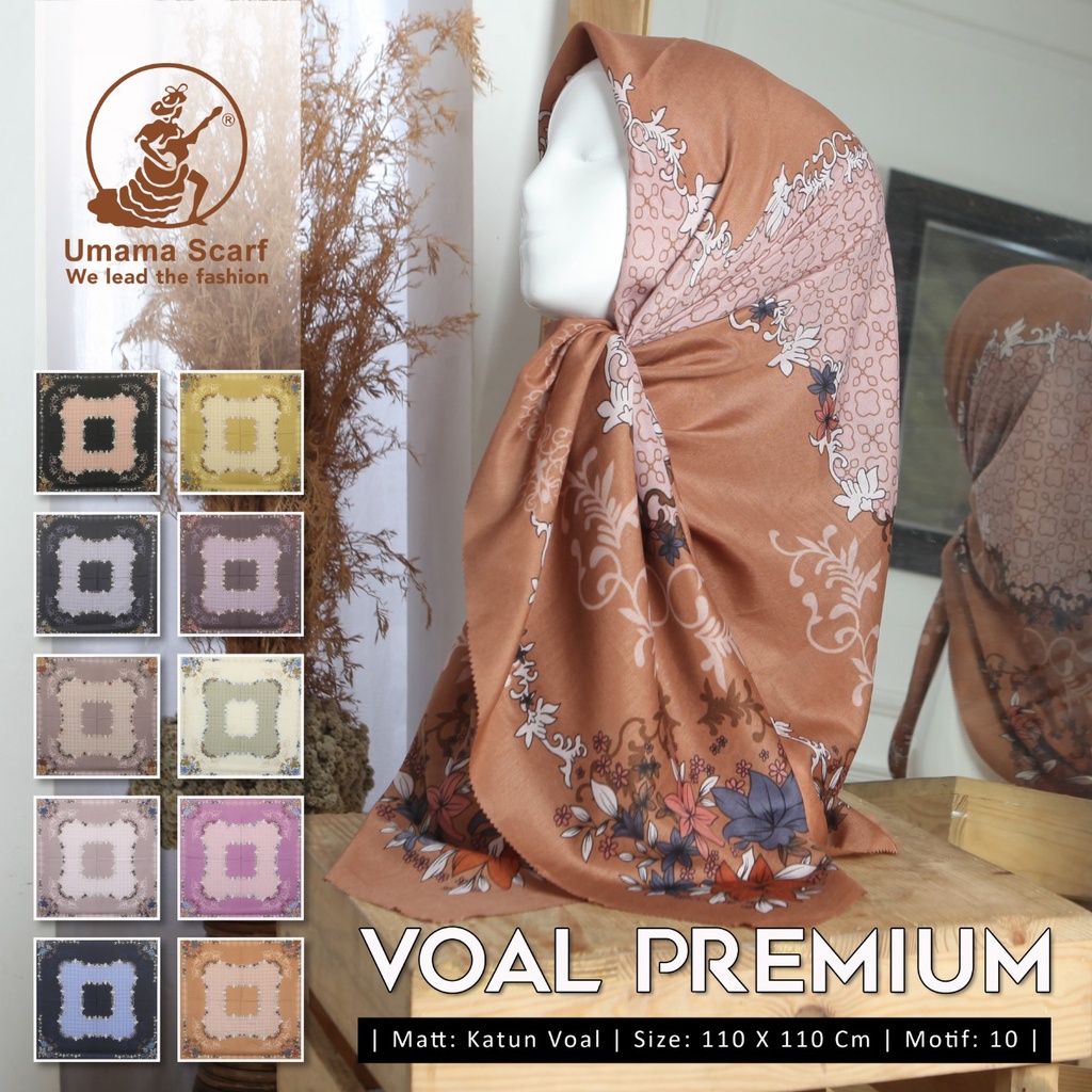 Hijab/Kerudung Segiempat Denay Umama Voal Premium Motif  Laser Cut Original By Umama Scarf 110x110cm - Motif A