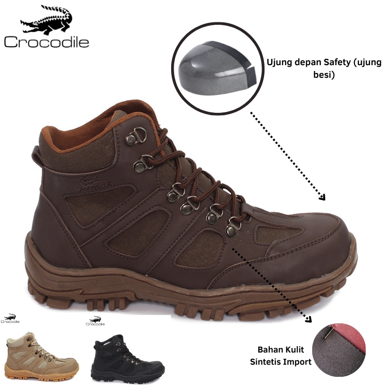 Sepatu Safety Boots Pria Crocodile Endure Sepatu Pria Boot Ujung Besi Outdoor Tracking Adventure