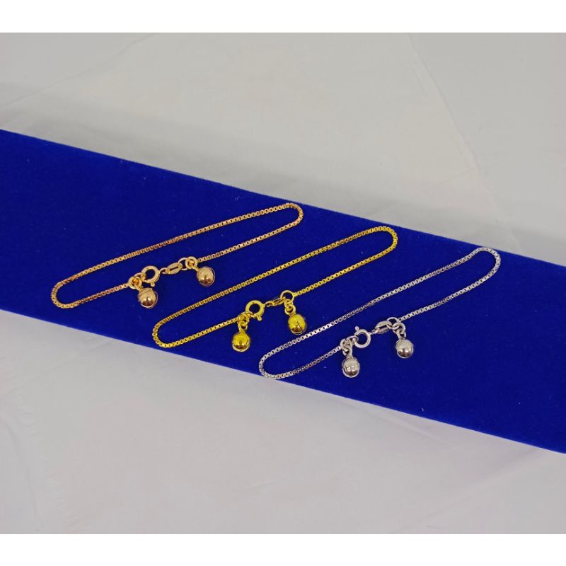 GELANG TANGAN WANITA SILVER 925 ASLI LAPIS EMAS - GELANG ITALI + 2 BEL/ KERINCINGAN - PERHIASAN PERAK 925 ASLI
