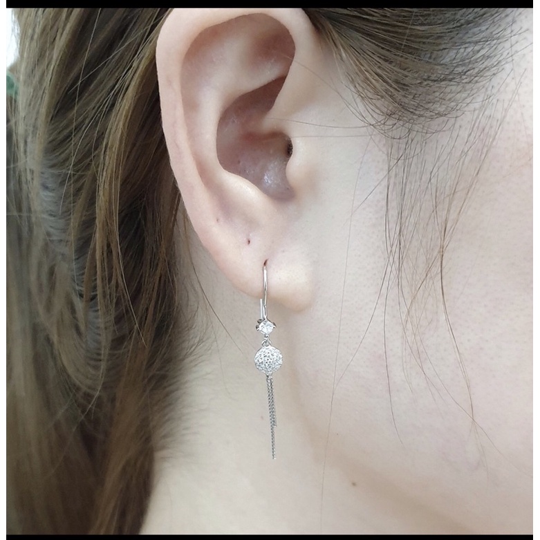 Anting perak 925 lapis emas putih anting panjang cewek perak 925 S439