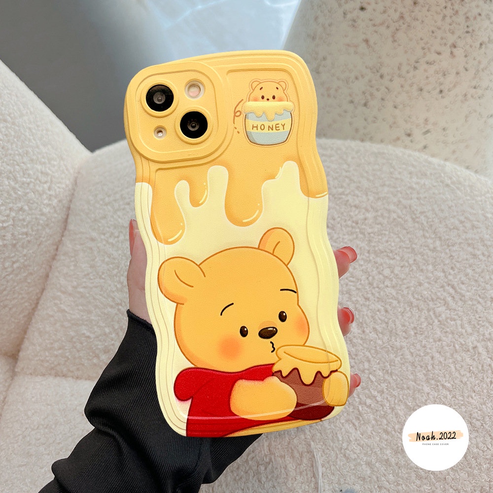 IPHONE Soft Case Kompatibel Untuk Iphone14Plus11 12 13 Pro Max6 6s 7 8 Plus X Xr Xs Max SE 2020 Lucu Winnie the Pooh Wave Edge TPU Phone Case Tahan Air Penutup Belakang