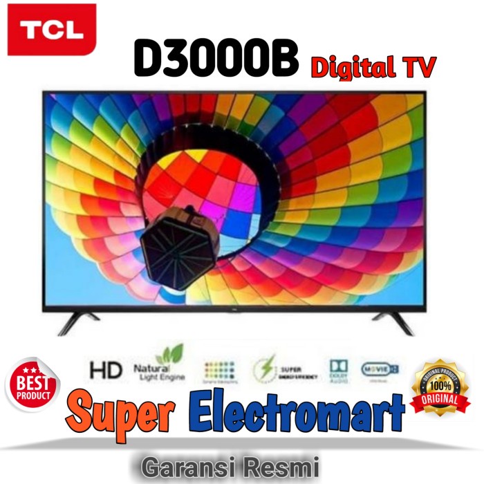 Tgs Led Tcl Tv 32D3000B / 32 Inch Monitor Komputer, Usb, Hdmi Terlaris