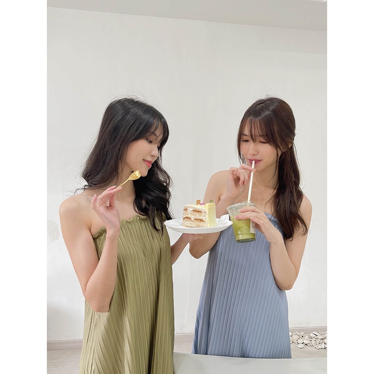 Kadaka D-0209 Mini Pleats Dress Premium Spaghetti Strap