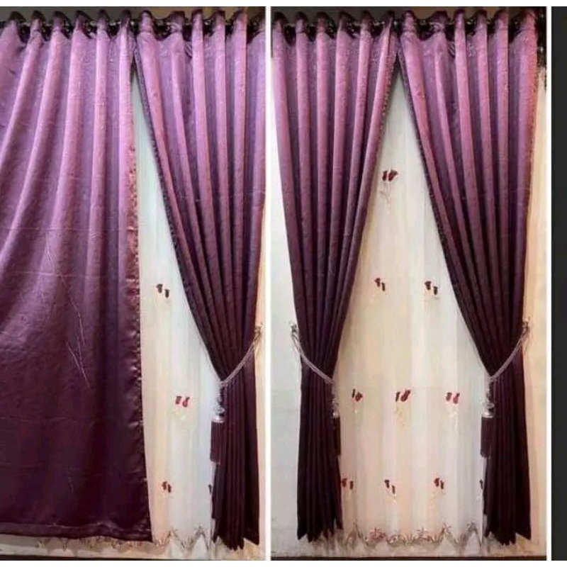 Gorden blackout polos glosy warna ungu tua
