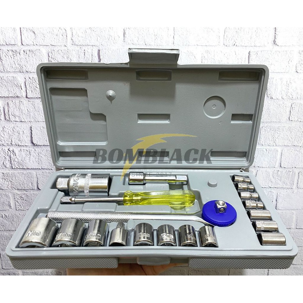 Kunci Sok Set 21pcs Sok Wrench Motor Toolbox Kunci Sock Shock Socket