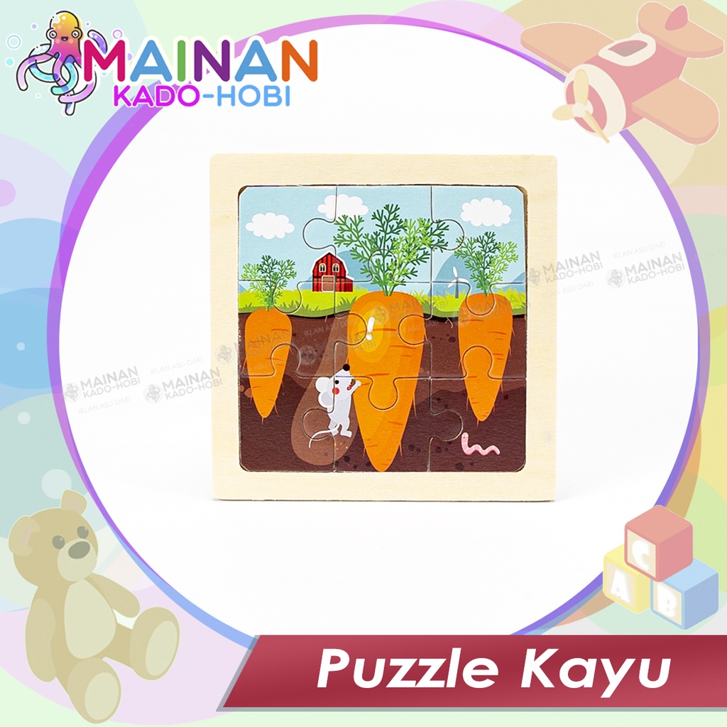 MAINAN LIBURAN SEKOLAH ANAK PASANG PUZZLE KAYU 9PCS 1-5 TAHUN
