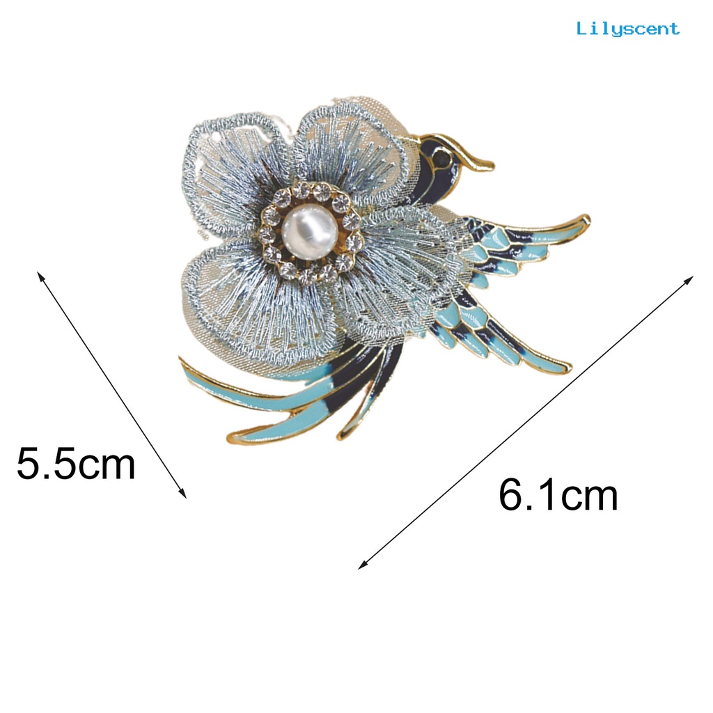 [LS] Kerah Pin Bordir Bunga Enamel Burung Alloy Mutiara Imitasi Berlian Imitasi Bros Pin Aksesoris Kostum