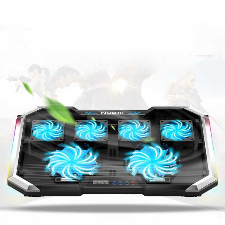 Coolingpad Gaming 6 Fan with RGB 16inch - Gaming Cooling Pad Laptop LED RGB Light 6 Fan - Pendingin Laptop Trendy - Coolingfan Gaming