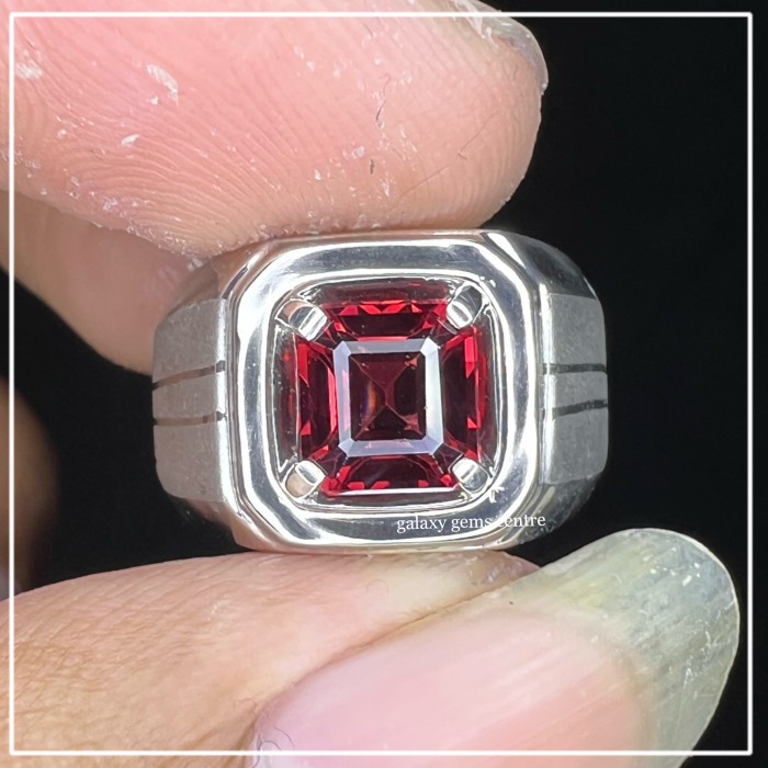 Cincin Batu Permata Natural Garnet Pyrope Spessartin Plus Memo Lab