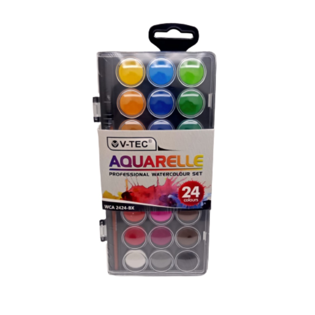 

V-TEC WATERCOLUR SET 24 WARNA - WATERCOLOR CAKE - CAT AIR - V TEC AQUARELLE WATERCOLOUR - WATERCOLOUR SET