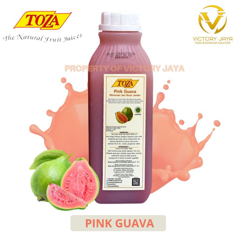 Toza juice pink guava jambu 1 liter / juice konsentrat / jus konsentrat hotel 1L natural fruit