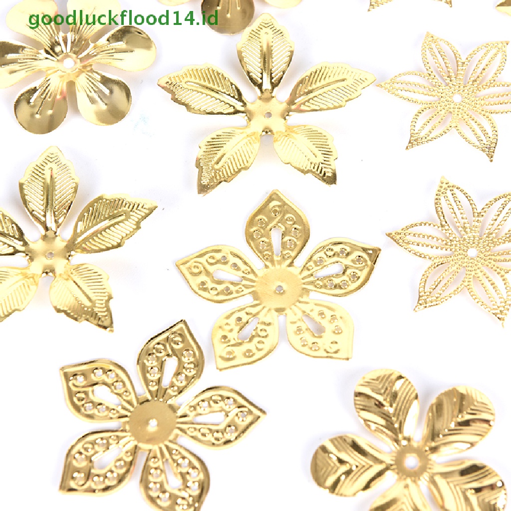 [GOOGFOUR] 50pcs/set Vintage Logam Bunga Kerawang Slice Ch Perhiasan Temuan Kerajinan DIY [TOP]