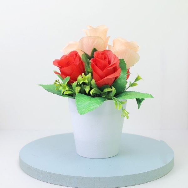 LDS POT61 Tanaman Bunga Mawar Rose Artificial Dekorasi Rumah / Tanaman Hias Plastik Pot Bunga Hias Bunga Artifisial Dekorasi Rumah import