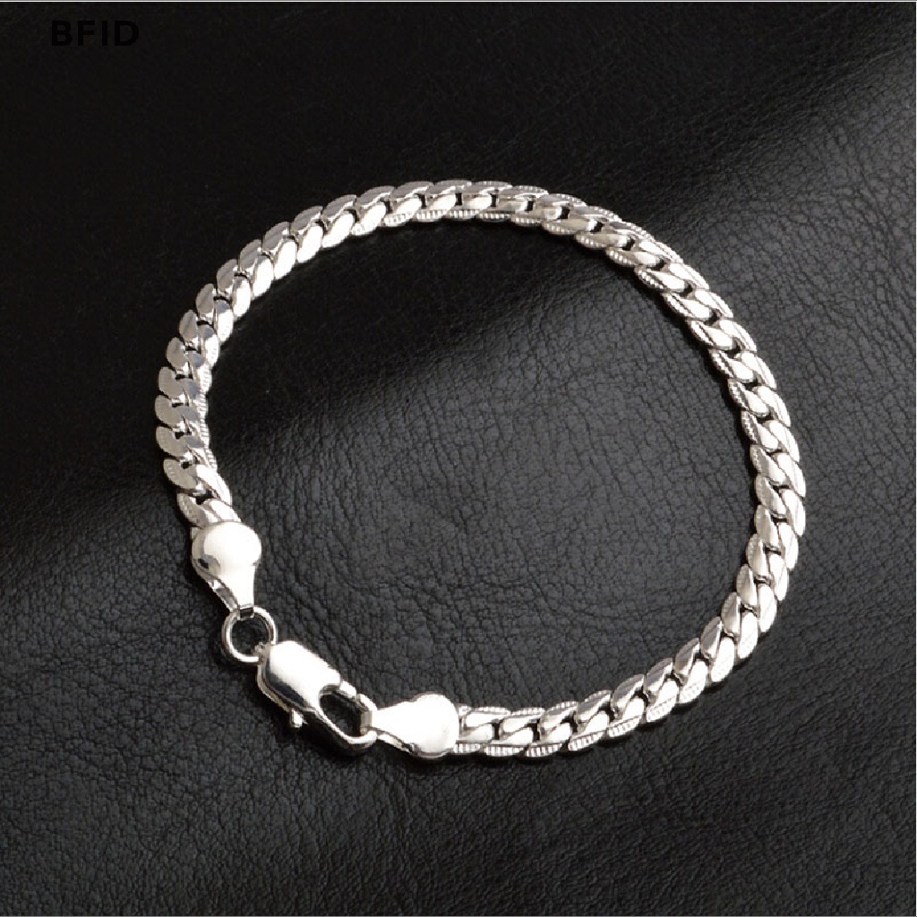 [BFID] Rantai Ular Fashion Lapis Perak Lebar 5mm Bangle Perhiasan Trendy Pria Bracelets [ID]