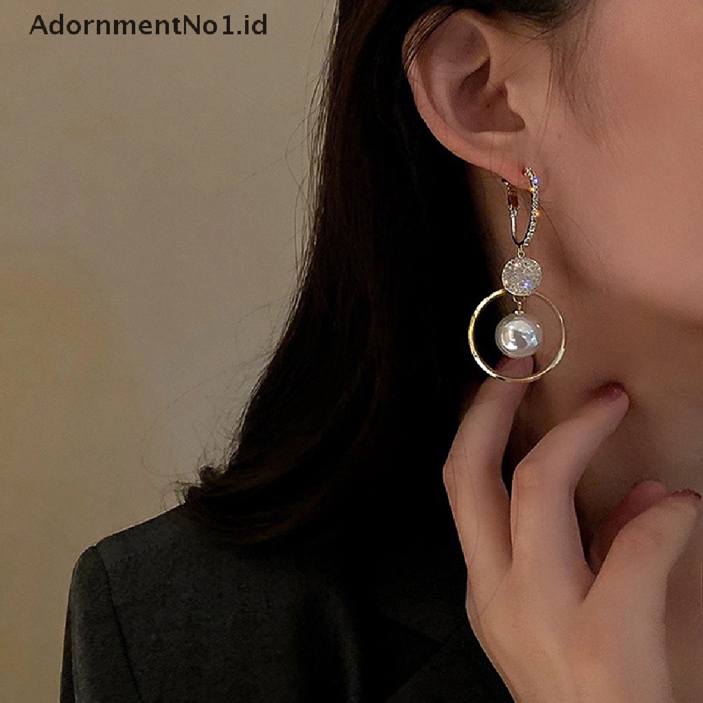 [AdornmentNo1] Anting Drop Mutiara Imitasi Korea Fashion Baru Untuk Wanita Oversized Earring [ID]