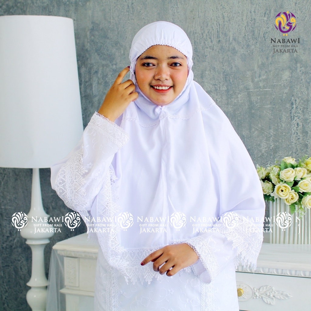 Jilbab Ihram Ihrom Putih Polos Rayon Besar Jilbab Instan Perlengkapan Haji dan Umroh