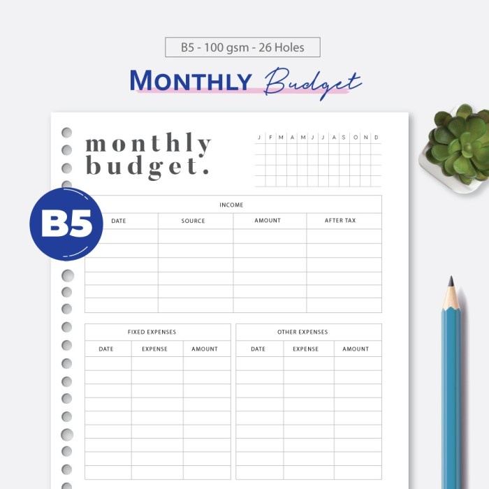 

Kertas Loose Leaf B5 - Monthly Budget By Bukuqu