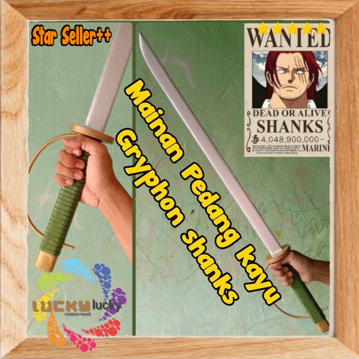 Mainan pedang kayu gryphon shanks anime cosplay one piece