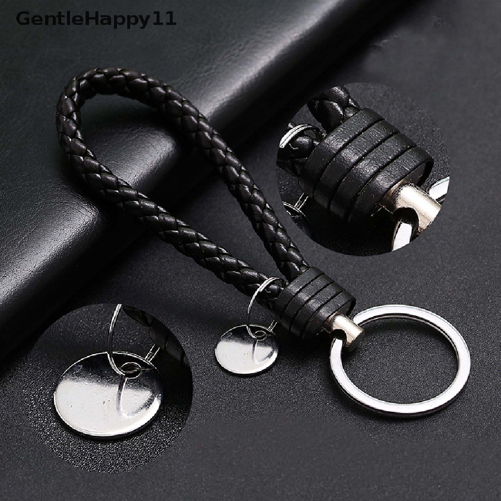 Gentlehappy Kulit PU Kepang Anyaman Tali Gantungan Kunci Tas Liontin Holder Kunci Car Keyring id