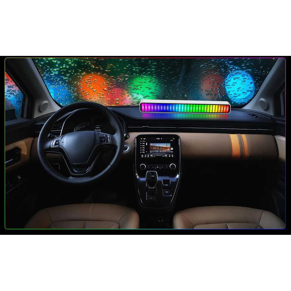 Lampu LED RGB Bar Strip Music Sound Control Light Rechargeable - D08-RGB LED MUSIC BAR untuk dashboard mobil dan music sound level