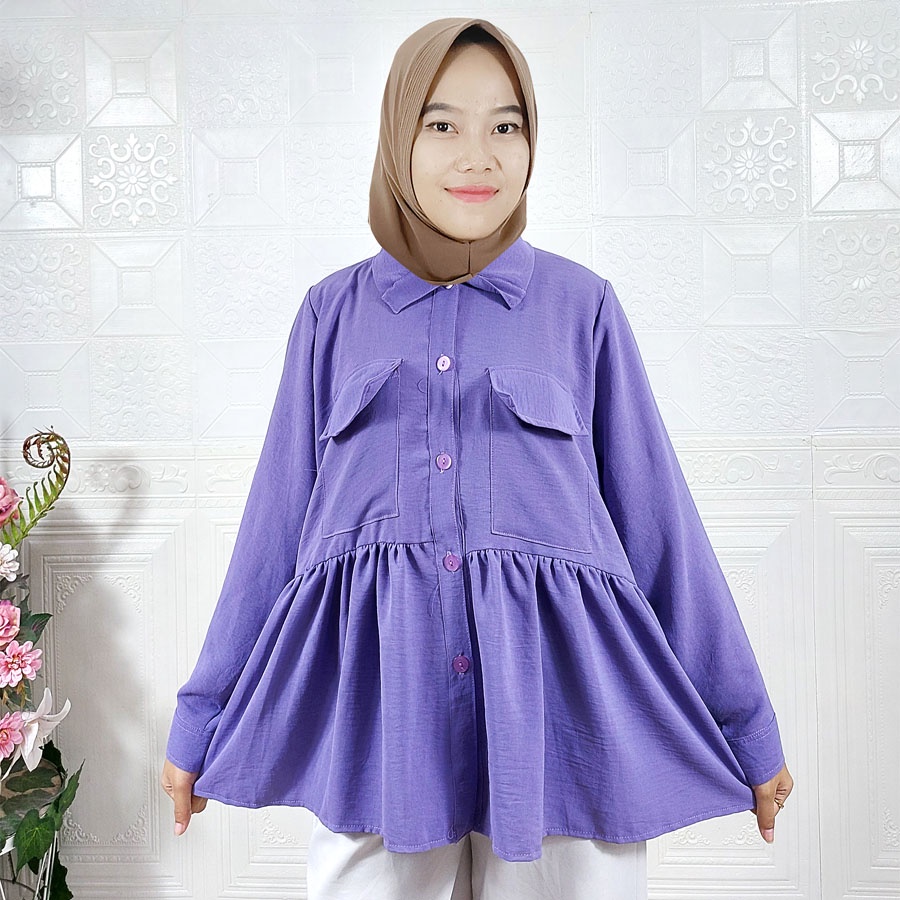 BLOUSE WANITA CRINGKLE AIRFLOW ARINA RUBI ADA KANTONG GL FASHION