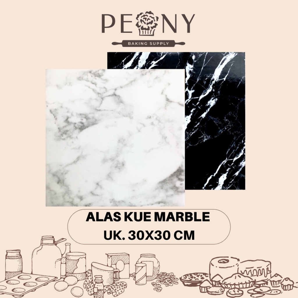 ALAS KUE MARBLE PUTIH, HITAM 30X30 CM (1 PCS)| GROSIR MIN.10 PCS