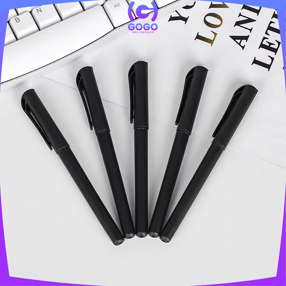 GOGO-A45 Pulpen Hitam 0.7mm Motif Polos Tinta Hitam Simple Ballpoint / Pena Alat Tulis Kantor Sekolah Pens Black Import