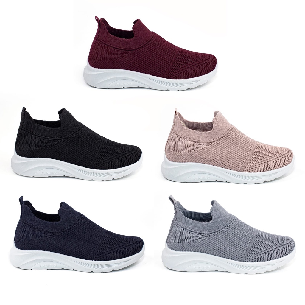 Sepatu Wanita Sneakers Import Rajut Cewek Sport Shoes Kasual Fashion Shoes Wanita Model Slip On LSV210