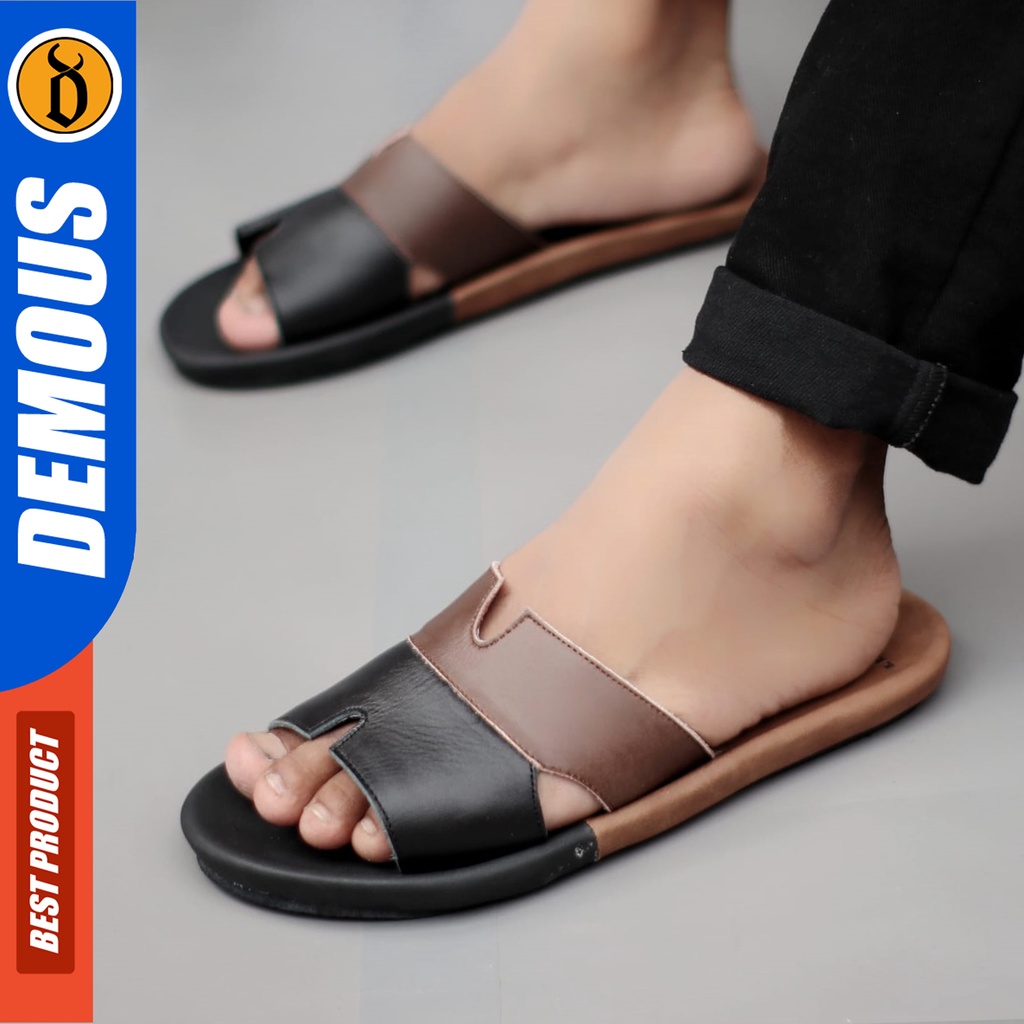 DEMOUS Combi - Sandal Slop Pria Kulit Asli