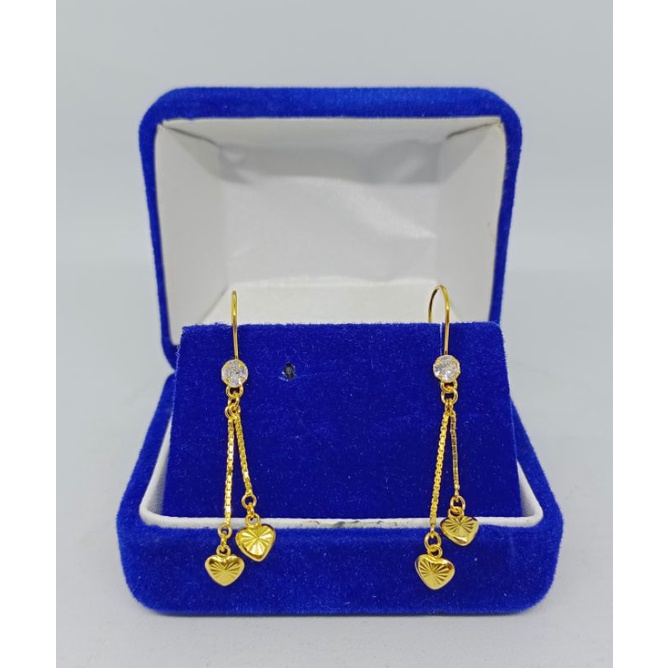 anting kait mp 1 m. itali bandul love / anting perak silver 925 lapis emas/ anting fashion wanita terbaru