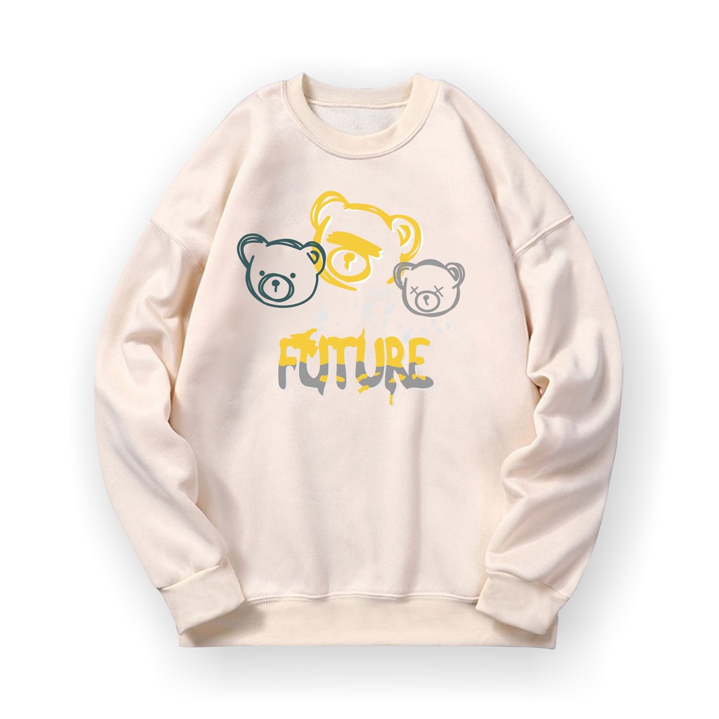 Sweatshirt Basic Future Bear II Sweater Crewneck Print DTF II Size M - XL Anak &amp; Dewasa ( Pria &amp; Wanita )