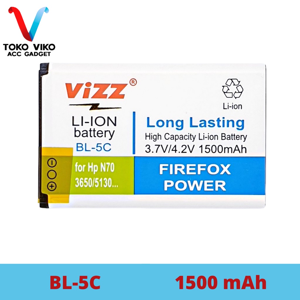 Vizz Nokia BL-5C BL5C /BL5CB /  1100 / 1110 / 1112 / 1800 Baterai Batre Original