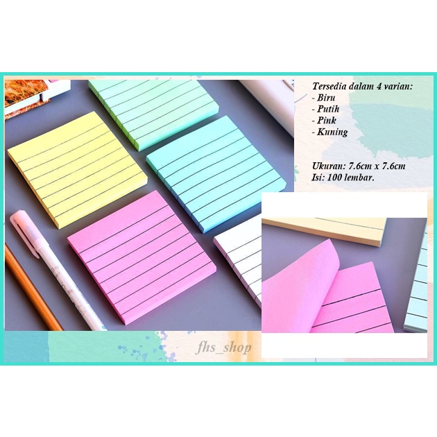 Jual 100 Lembar Sticky Note Garis Sticky Notes Kertas Memo Buku Tulis ...