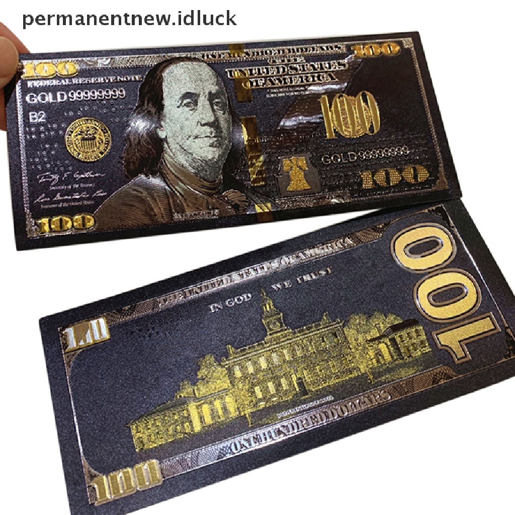 [luckypermanentnew] Foil Emas Hitam Antik USD 100mata Uang Peringatan Dollars Uang Kertas Decor [ID]