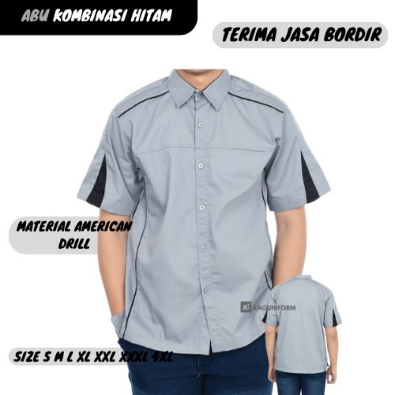 custom baju kerja murah/baju kerja tangan pendek/baju karyawan kantor/komunitas/community/baju pegawai sekolah/kemeja karyawan perkantoran/kemeja restoran/kemeja bisa tambah bordir