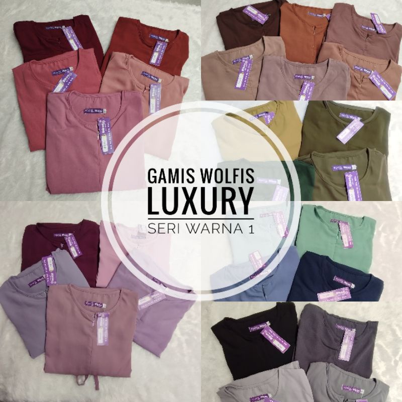 Gamis Polos Wolfis 1 Exclusive Luxury Wollycrepe Serut Pinggang Payung