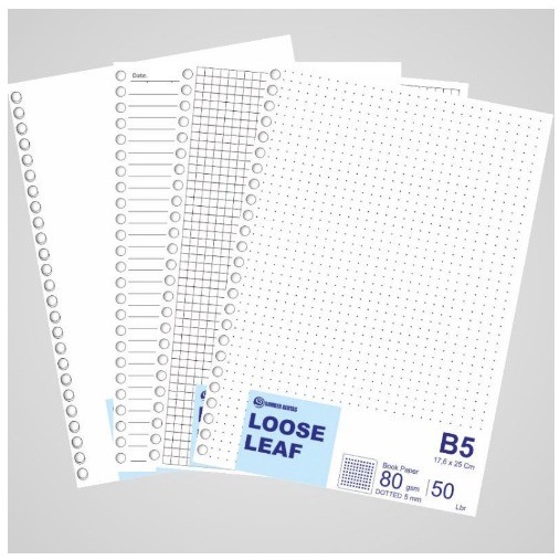 

Kertas Loose Leaf Bookpaper 80 Gsm B5# Ruled# Dotted #Grid #Blank