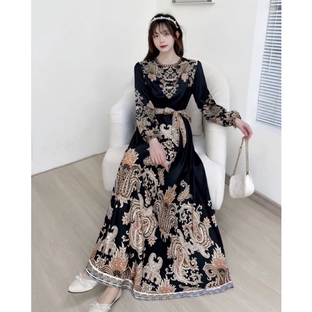 DRESS WANITA MAXI ESTILO HITAM YESICA IMPORT BKK BANGKOK