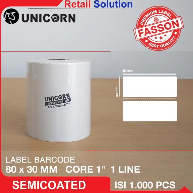 

Stiker Label Barcode Semicoat 80x30 mm / 80 x 30 mm / 80x30mm / 8x3 CM HOT PROMO