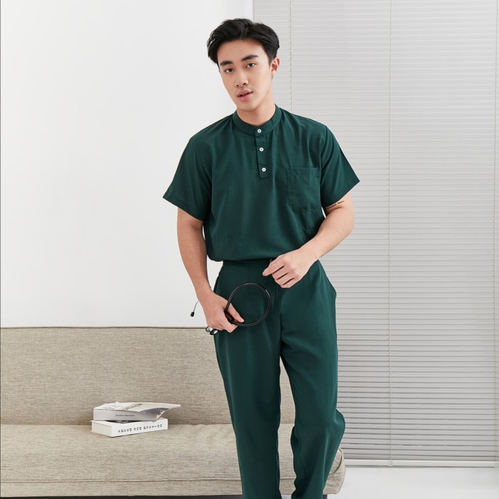 Baju Jaga MSS - DARK GREEN Scrubs on Call Flowy Lengan Pendek